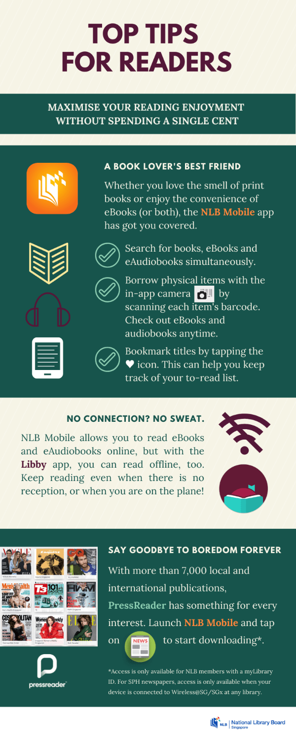 An infographic with tips on how to fuel your reading habit without spending a cent.